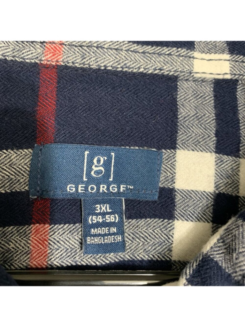George Men's 3XL Blue Plaid Soft Flannel Long Sleeve Shirt Cotton Button Down - Picture 5 of 8